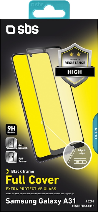 Produktbild SBS Glas Displayschutz Full Cover Samsung Galaxy A31/A32 4G, schwarz (1 Stück, Samsung Galaxy A31, Samsung Galaxy A33)