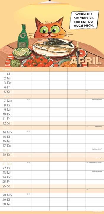 Produktbild Alpha Edition Tigi 2025 Familienplaner, 22x45cm, Familienkalender mit 5 Spalten für Termine