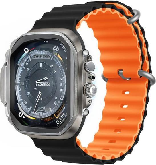 Devia bracelet Deluxe Sport6 pour Apple Watch 42mm/ 44mm/ 45mm/ 49mm noir orange (Silicone)