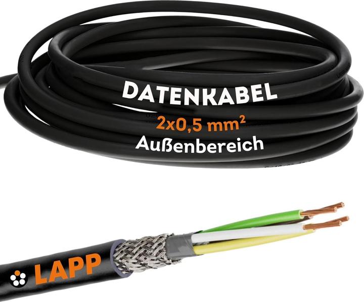 Actual product image Lapp 10 metres 1030517 LiYCY shielded control cable 2x0.5 mm² I UV-resistant I Signal cable 2 core (10 m)