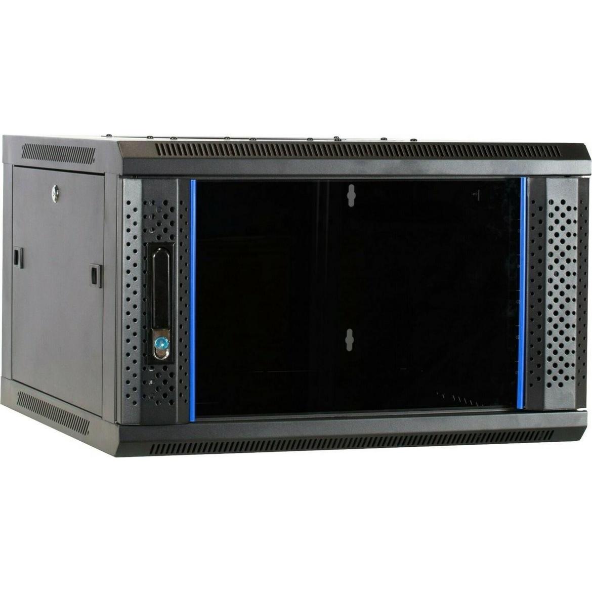 Dsit 6 Armadio server U, alloggiamento a parete, con porta in vetro (LxPxH) 600 x 600 x 368 mm (6 HE, Rack da 19 pollici), Armadio rack, Nero