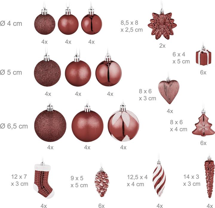 Actual product image Relaxdays Christmas baubles (72 -part)