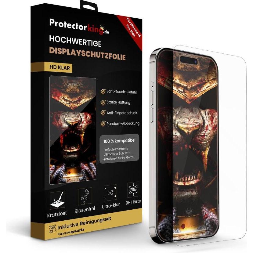Thumbnail - Protectorking 3x echtes Tempered 9H Panzerhartglas 3D KLAR (3 Stück, Apple iPhone 14 Pro Max), Smartphone Schutzfolie, T...