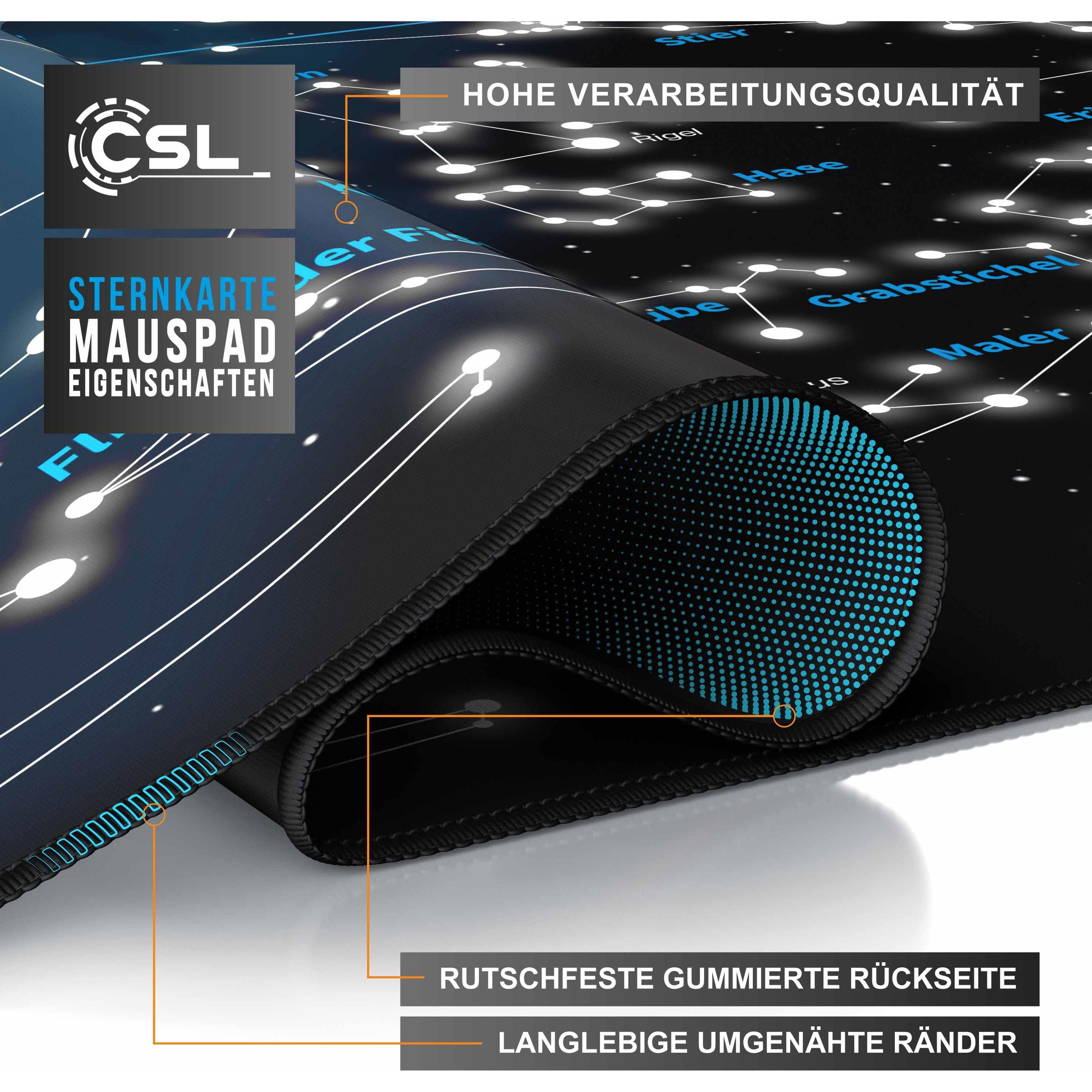 Thumbnail - CSL Gaming Mauspad, XXL Mausmatte 900 x 400mm, Präzision & Geschwindigkeit, Celestial Map (XXL), Mausmatte, Schwarz