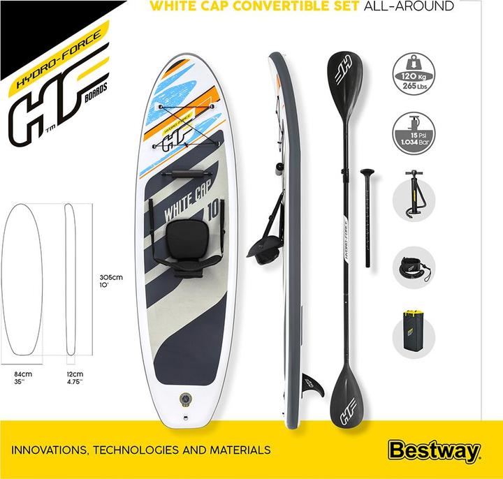 Produktbild Bestway HF SUP White Cap Convertible (10')