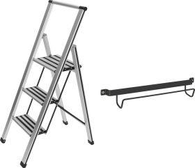 Wenko Klapptritt silber 3 Stufen, H: 119,0 cm (Klapptritt, 44 cm)