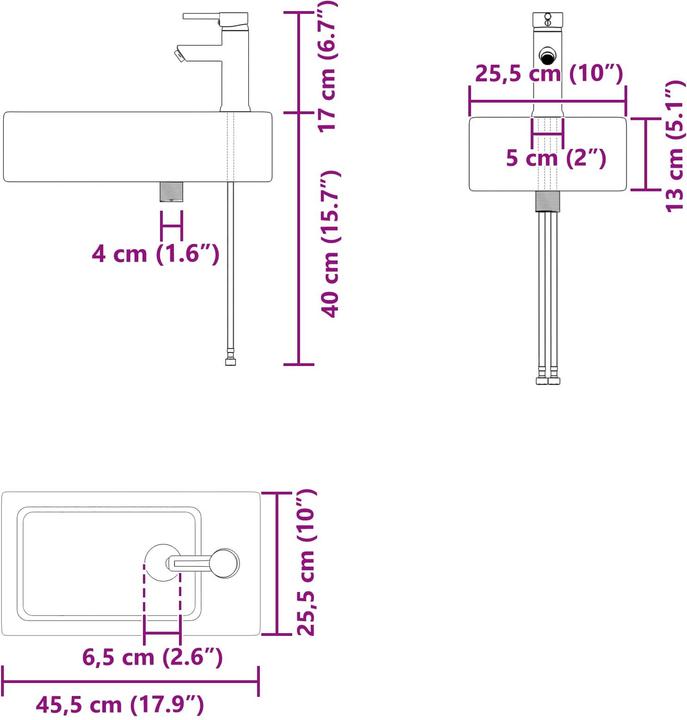 Actual product image vidaXL Badezimmer-Waschtisch (455 mm, 225 mm)