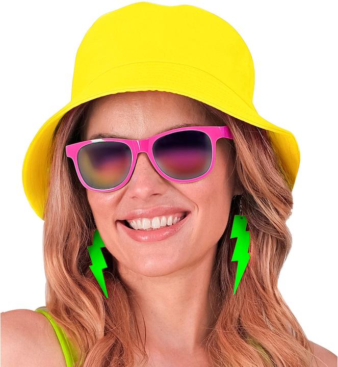 Actual product image Widmann 80s neon bucket fisherman hat in neon yellow