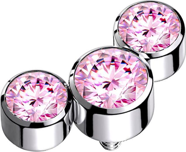 Immagine prodotto Star Piercing Ancora dermica argento tre cristalli rosa (senza ottone, Acciaio chirurgico 316L)