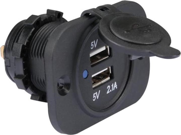 Actual product image Velleman FLUSH MOUNT USB CAR CHARGER (12-24 VDC IN,2 x 5 V OUT)