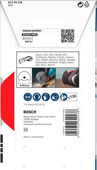 Actual product image Bosch Professional Zubehör PRO ACZ 85 EIB Blade for multifunction tools, 85 mm