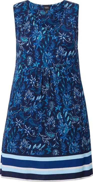 Produktbild Ulla Popken Jersey-Minikleid, Blüten, A-Linie, Rundhals, ärmellos (54)