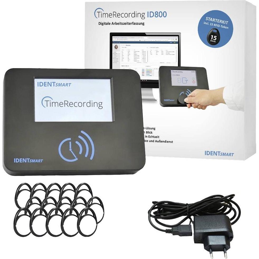 IDENTsmart, Zeiterfassungssystem, ID800 Basic Starterkit + 15 Tokens Zeiterfassung Starter-Kit