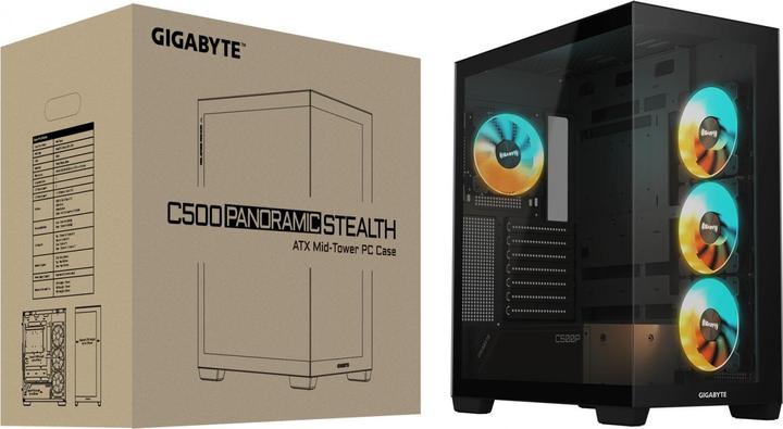 Produktbild Gigabyte Case||GB-C500P ST|MidiTower|Case product features Transparent panel|ATX|MicroATX|MiniITX|Colour Blac (ATX, Mini-ITX, Mini-ATX)
