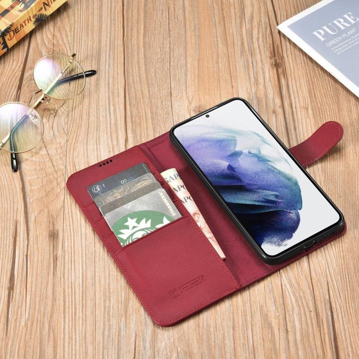 Produktbild iCarer Haitang Leather Wallet Case Leather Case for Samsung Galaxy S22 + (S22 Plus) Wallet Case Red (Samsung Galaxy S22+)