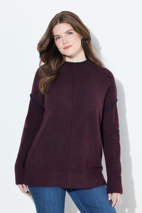 Immagine prodotto Ulla Popken Maglione a righe dal taglio oversize con maniche lunghe e collo alto (50, 52)