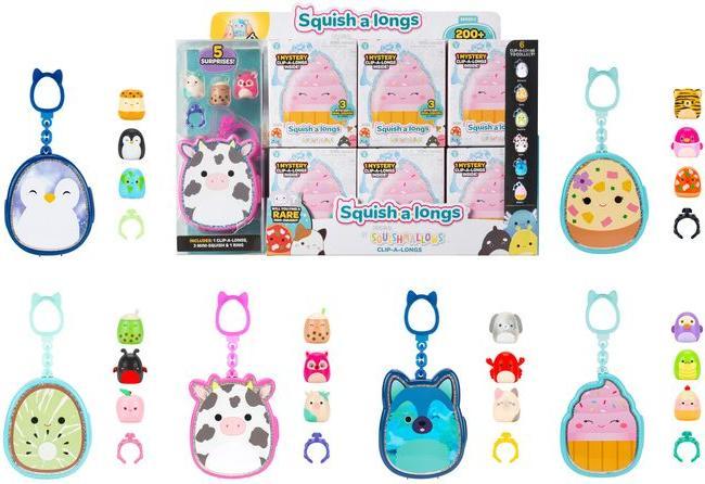Actual product image Squishmallows Squish-a-longs 2,5 cm Clip-a-long 3 Pack Asst S3 CDU