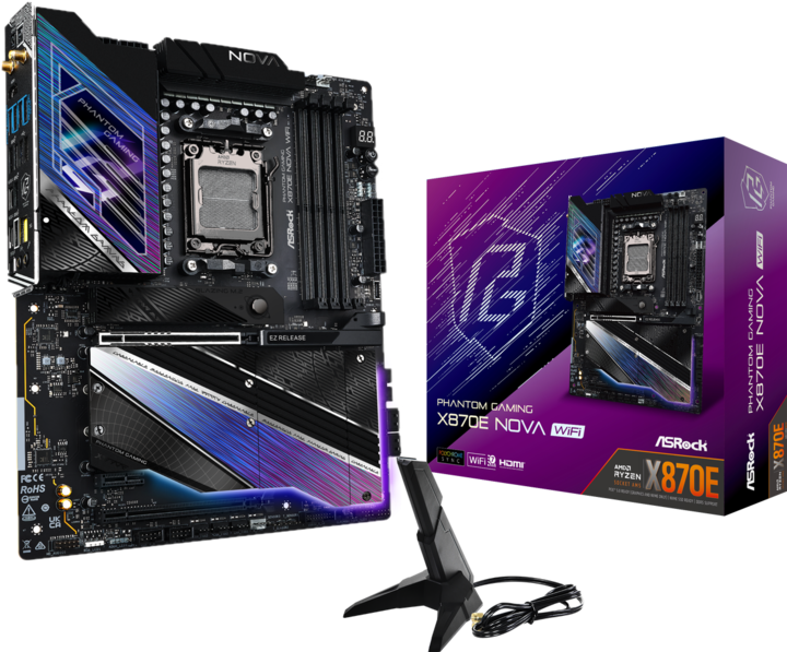 Produktbild AsRock Phantom Gaming X870E Nova WiFi (AM5, AMD X870E, ATX)