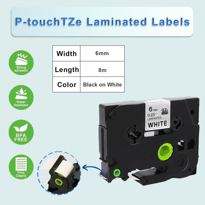 Actual product image Molabel 10er-Pack TZe-211 Bänder für Brother (0.60 cm, Black, White)
