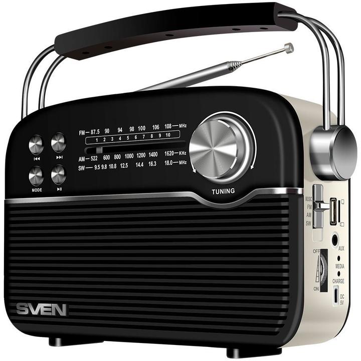 Sven Radio Radio uztvērējs RP-500 Black 26438162020419 (AM, FM, Bluetooth)