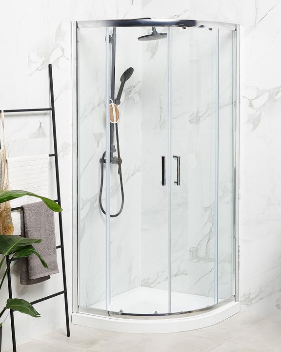 Produktbild Beliani Duschabtrennung aus Temperglas 80 x 80 x 185 cm silber JUKATAN (80 cm, 80 cm, 185 cm)