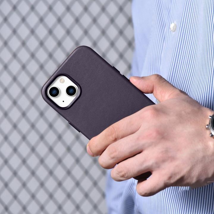 Produktbild iCarer icer Case Lederhülle für iPhone 14 Plus Dunkellila (MagSafe-kompatibel) (Apple iPhone 14 Plus)