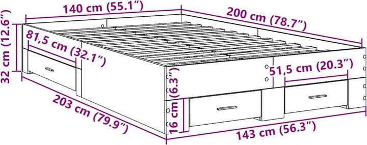 Image du produit vidaXL Holz-Bettrahmen
