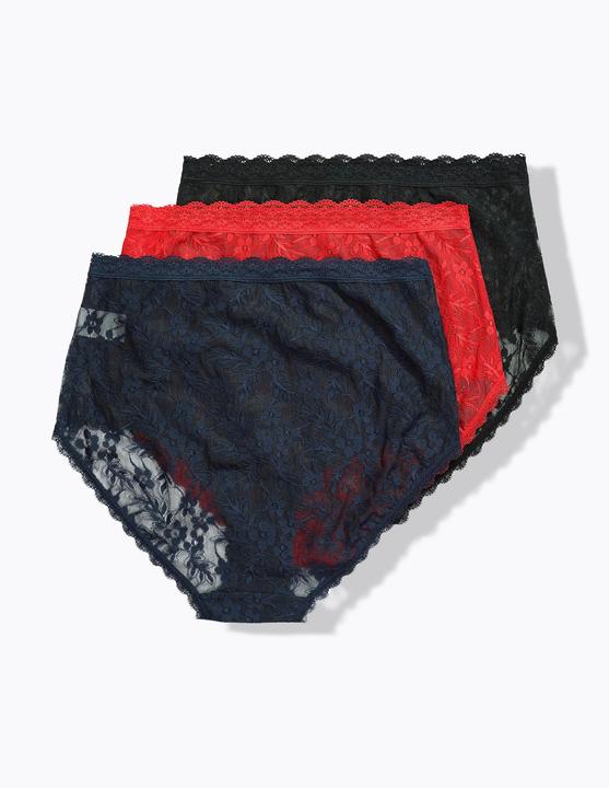 Produktbild Ulla Popken Maxislips, 3er-Pack, transparente Spitze (54, 56, 3er Pack)