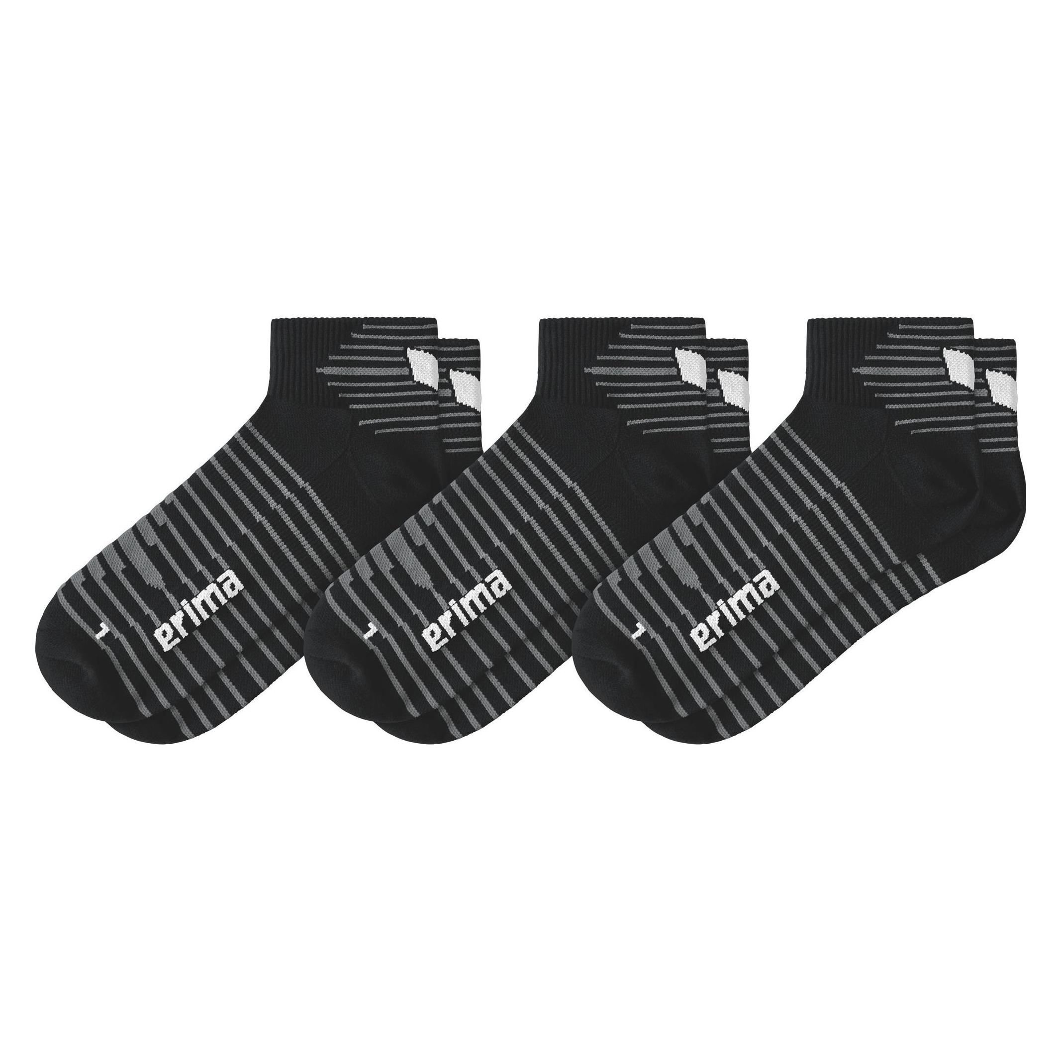 Erima, Damen, Sportsocken, 3-Pack Kurzsocken (47 - 50), Schwarz