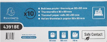 Exacompta Thermorollen SafeContact, 80 mm x 76 m, grau-blau