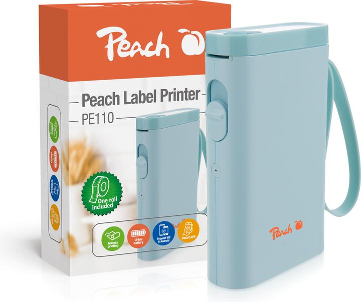 Actual product image Peach Label Printer PE110 blue (203 dpi)