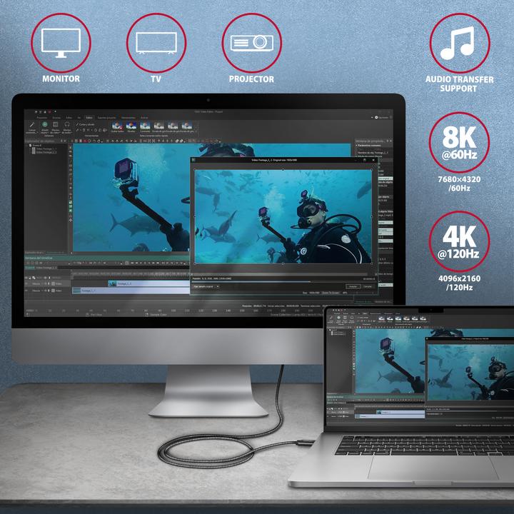 Produktbild Axagon BUCM4X-CM10AB NEWGEN USB-C <> USB-C 4 Gen 3x2 Kabel 0,5 m Schwarz (0.50 m, 240 W)