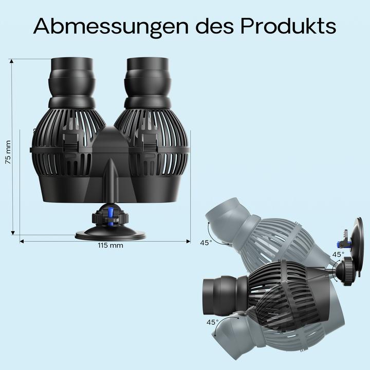 Immagine prodotto SunSun JVP-200A Pompa a doppia circolazione Wavemaker Supporto a ventosa 5000l/h 7W Pompa per acquari per