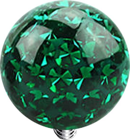 Actual product image Star Piercing Dermal Anchor crystal ball green epoxy protective layer (Surgical steel 316L, without brass)