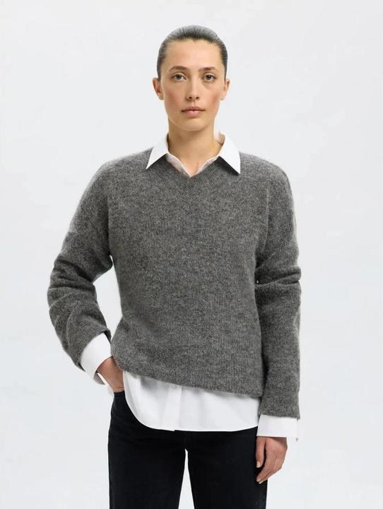 Produktbild Selected Slfsia Ras Ls Knit Long V-Neck Noos (M)