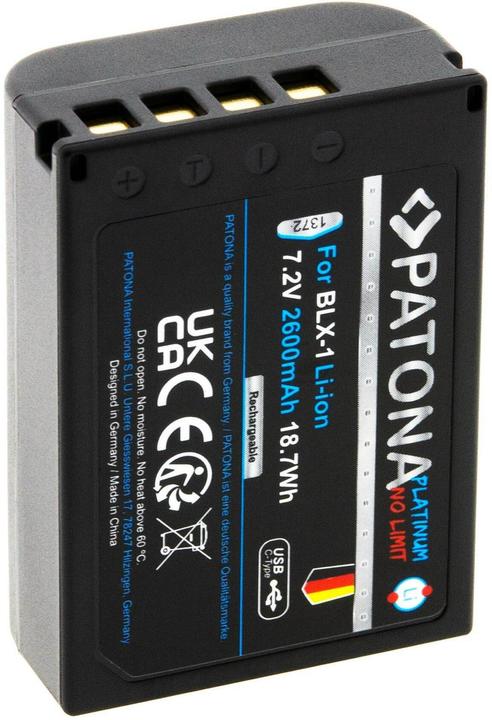 Actual product image Patona Platinum Battery BLX-1 USB-C (Camera battery)