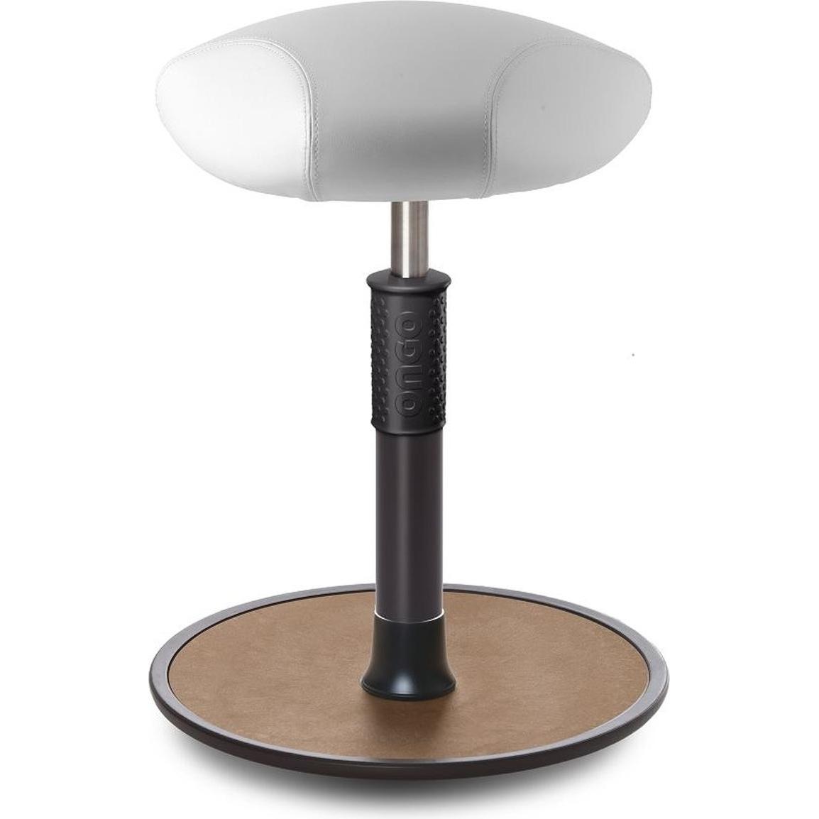 Ongo, Bürostuhl, Sitz- Stehhocker Free Regular Triangel skai Kunstleder Weiss schwarz /Natur