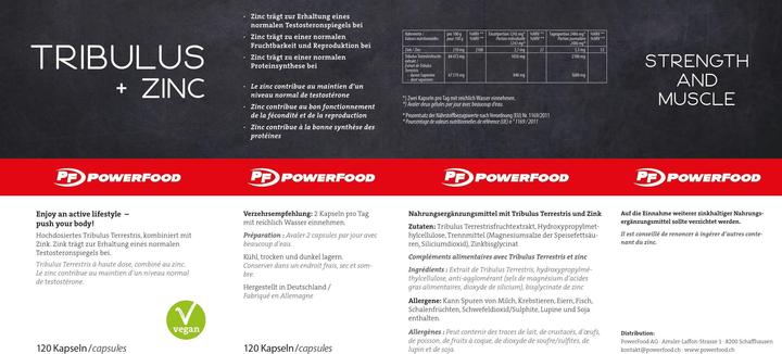 Image du produit Powerfood Tribulus + Zinc (120 pièce(s), Capsules, 50 g)