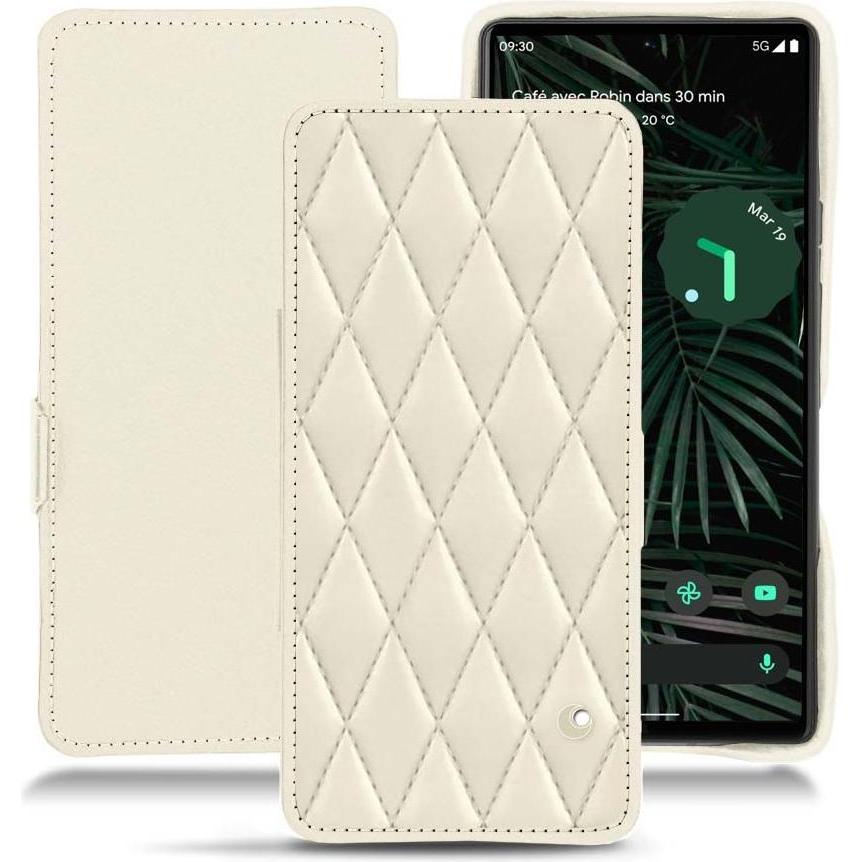 Noreve Lederschutzhülle horizontal (Google Pixel 6 Pro), Smartphone Hülle, Weiss