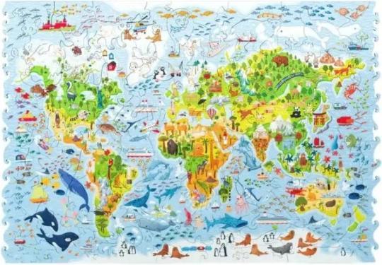 Immagine prodotto Unidragon Puzzle in legno con mappa del mondo per bambini - 100 pezzi (100 pezzi)