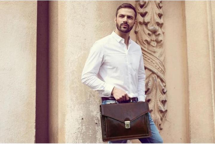 Actual product image Only-Bags.Store Classic Design Leather Briefcase, Briefcase for Men (15")