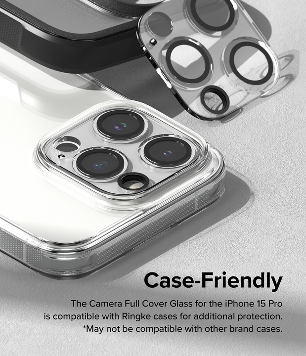 Actual product image Ringke iPhone 15 Pro Camera Styling Camera Island Protector Tempred Glass(2pcs) Transparent (2 Piece, Apple iPhone 15 Pro)