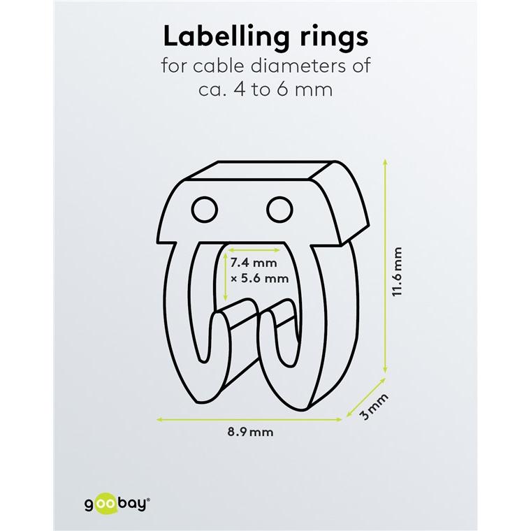 Thumbnail - Goobay, Kabelverbindung Zubehör, Kabelmarker-Clips "Buchstaben A-C", für Kabeldurchmesser bis 6 mm, 6 mm