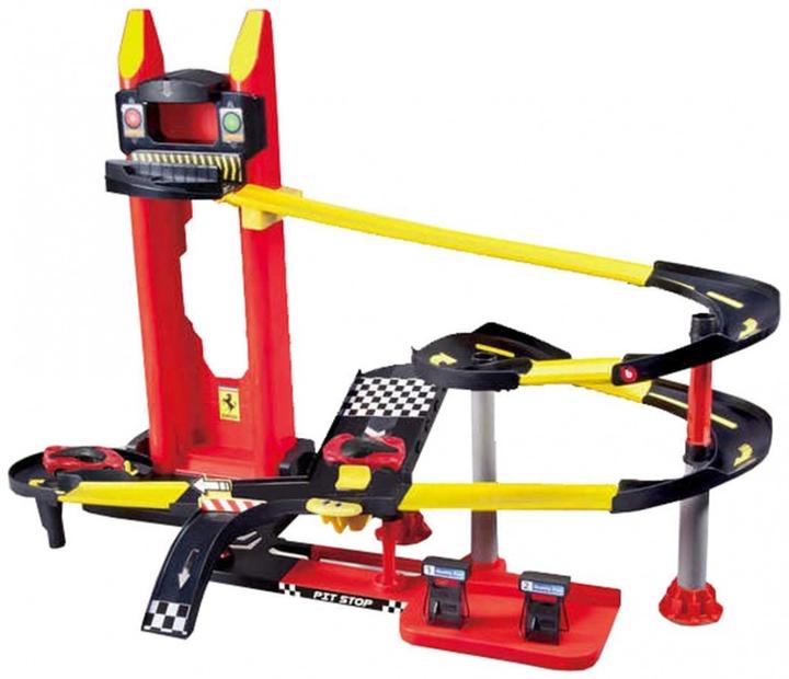 Immagine prodotto Bburago 18/56668 Ferrari ufficiale con auto giocattolo pista in metallo con ascensore e stazione di servizio