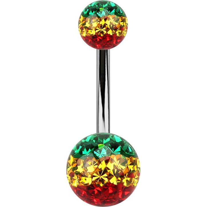 Star Piercing Banane silber mit zwei Kristall Kugeln Rasta Epoxy ...
