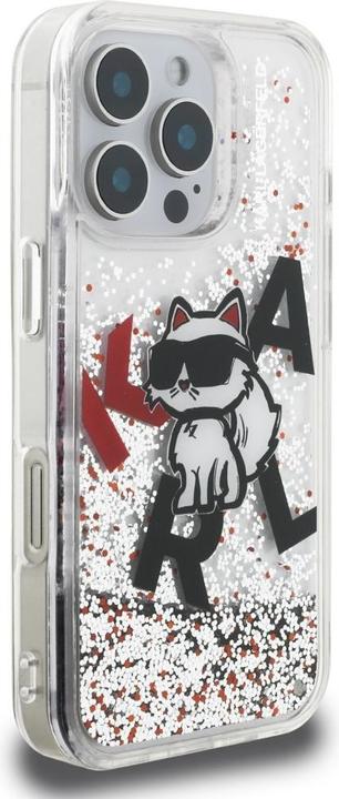 Produktbild Karl Lagerfeld Case Liquid Glitter Choupette Logo for iPhone 16 Pro Max transparent (Apple iPhone 16 Pro Max)