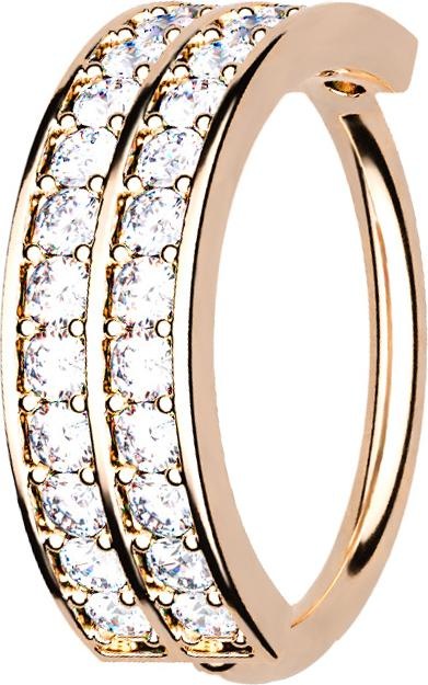 Produktbild Star Piercing Micro Piercing Ring rosegold doppellinie mit Kristallen (Chirurgenstahl 316L, Messing)