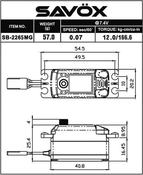 Produktbild Savöx Servo SB-2265MG HV Brushless