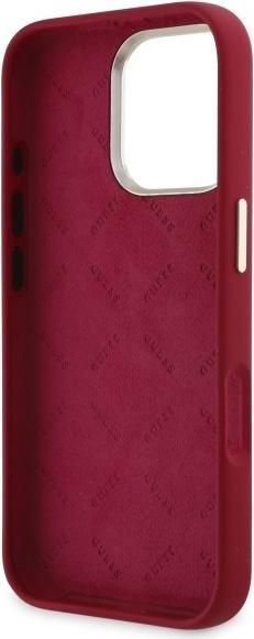 Actual product image Guess GUHCP16LSMBSLM iPhone 16 Pro 6.3" magenta hardcase Silicone Script Metal Logo
