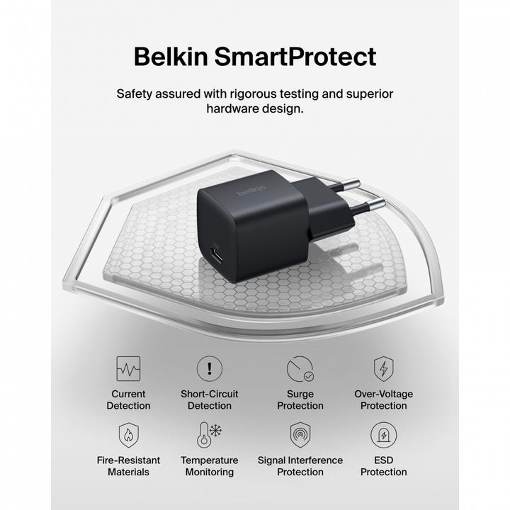 Produktbild Belkin BOOST Charge 25W USB-C sw Lad.PD/PPS 1m K. WCA012kq1MBK-B6 (25 W)